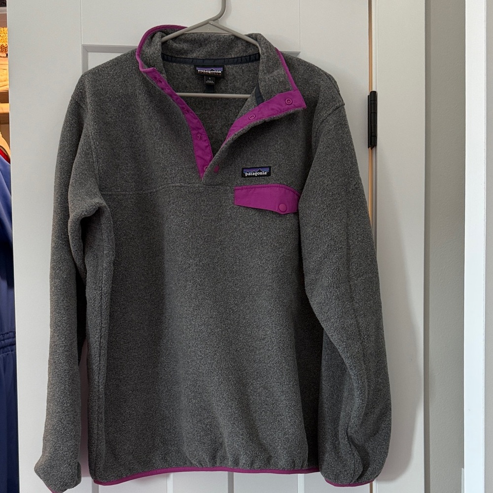 Patagonia Gray Fleece with Pink Accents